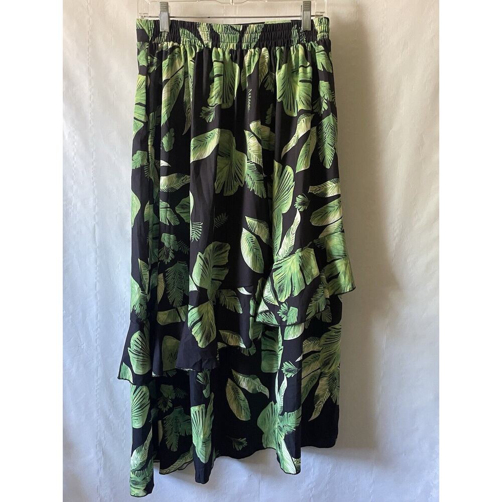 Ezcosplay Women High Waisted Hawaiian Tropical Floral Maxi Skirt Ruffle - Picture 2 of 13